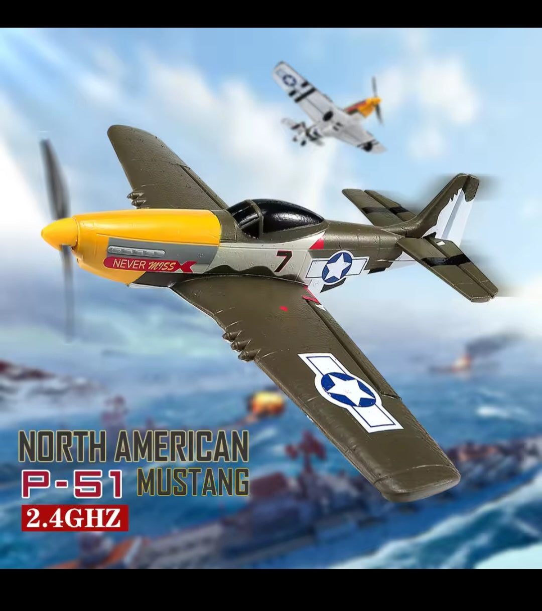 New P51 Mustang RC Plane 2.4G 4CH 6 Axis 410MM Wingspan Foam Fighter One Key Aerobatic RTF Aircraft Glider Toys Gifts