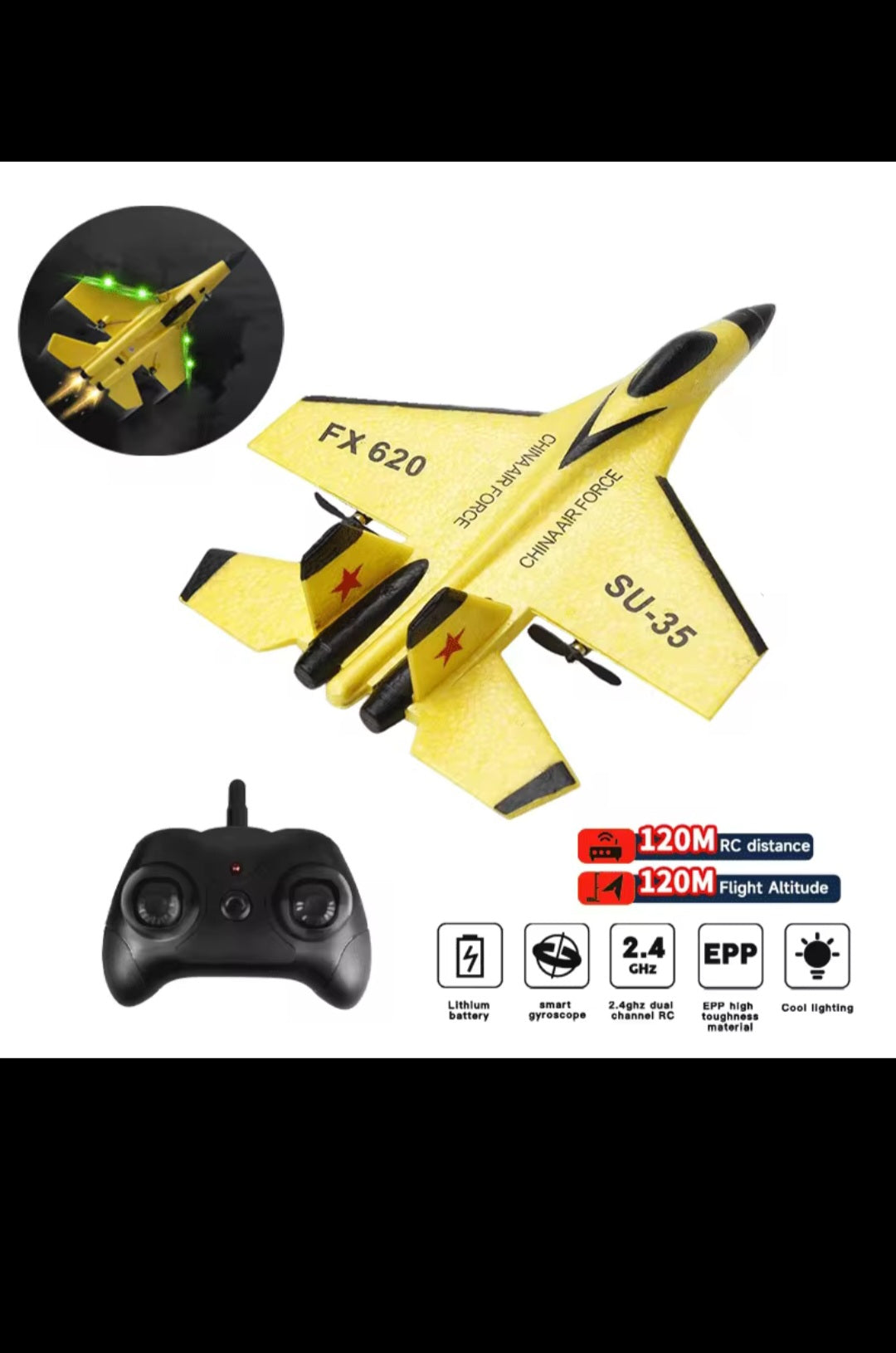 RC Foam Aircraft SU-35 Plane 2.4G Radio Control Glider Remote Control Fighter Plane Glider Airplane Foam Boys Toys for Children